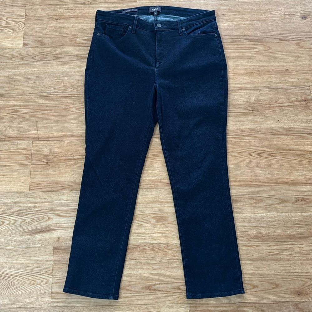 NYDJ Womens Sheri Slim Lift Tuck Jeans 14 Button Detail High Rise Waist Polished